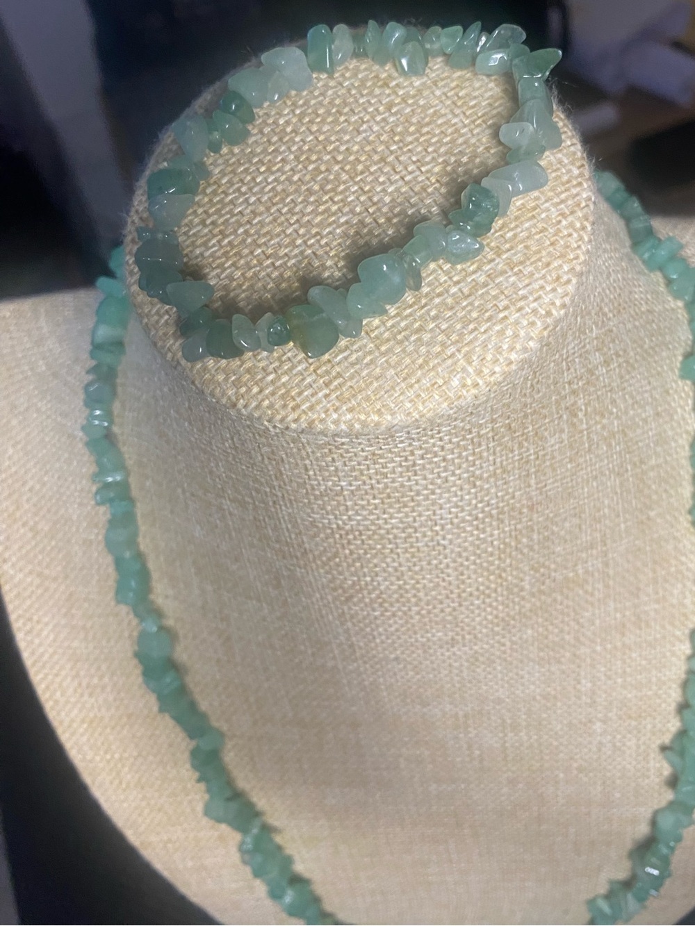 Jadelite Green Chip Necklace & Bracelet - Women Jewelry